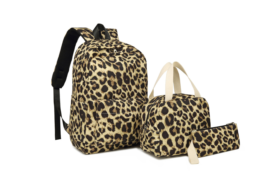 Stylish Leopard Print Backpack and Accessory Set Kalsten