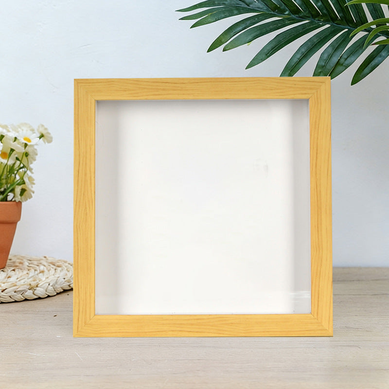 Square Shadow Box Display Frame With Removable Deep Well And Glass Cover