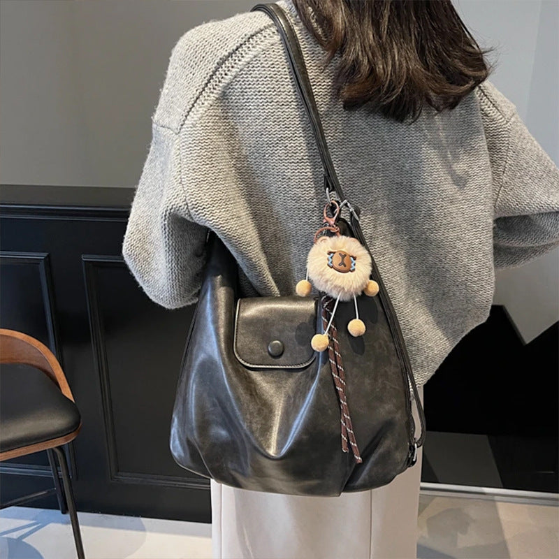 Chic Textured Leather Hobo Bag Kalsten