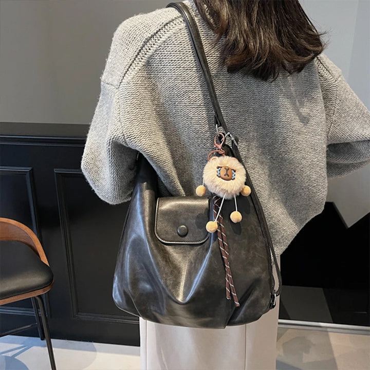 Chic Textured Leather Hobo Bag Kalsten