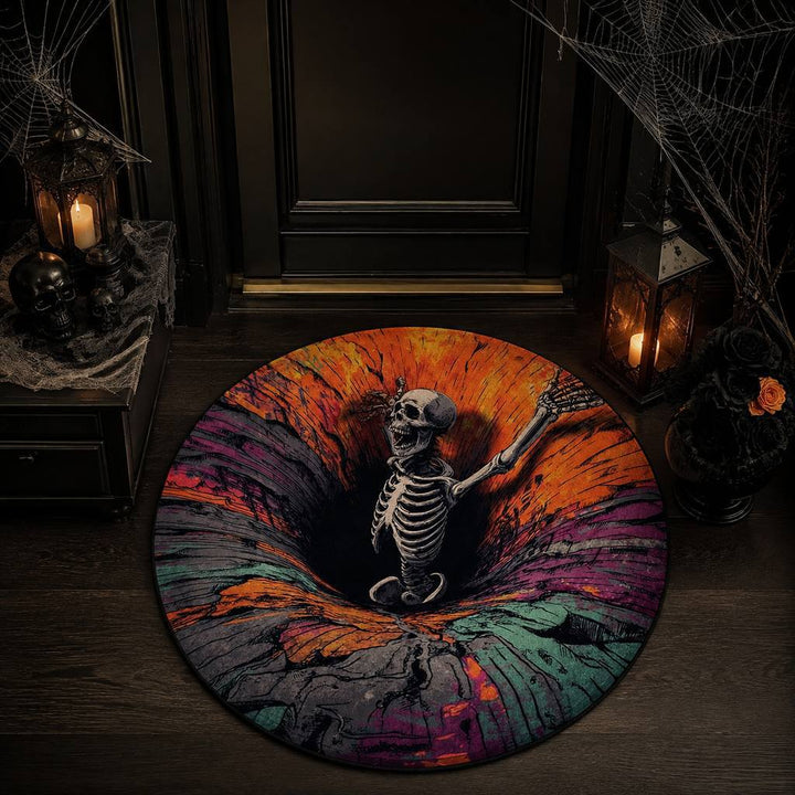 3D Skeleton Themed Round Area Rug