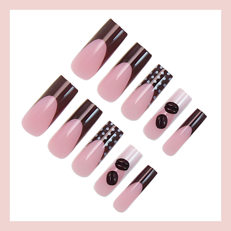 Artificial nail set with elegant chocolate and coffee creations Kalsten