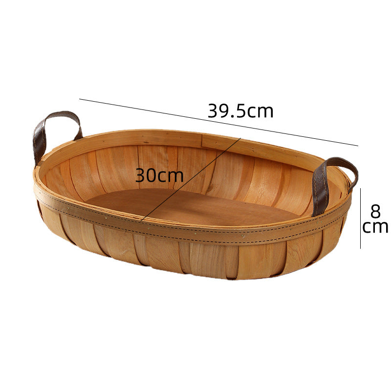 Handcrafted Oval Serving Tray with Leather Handles Kalsten