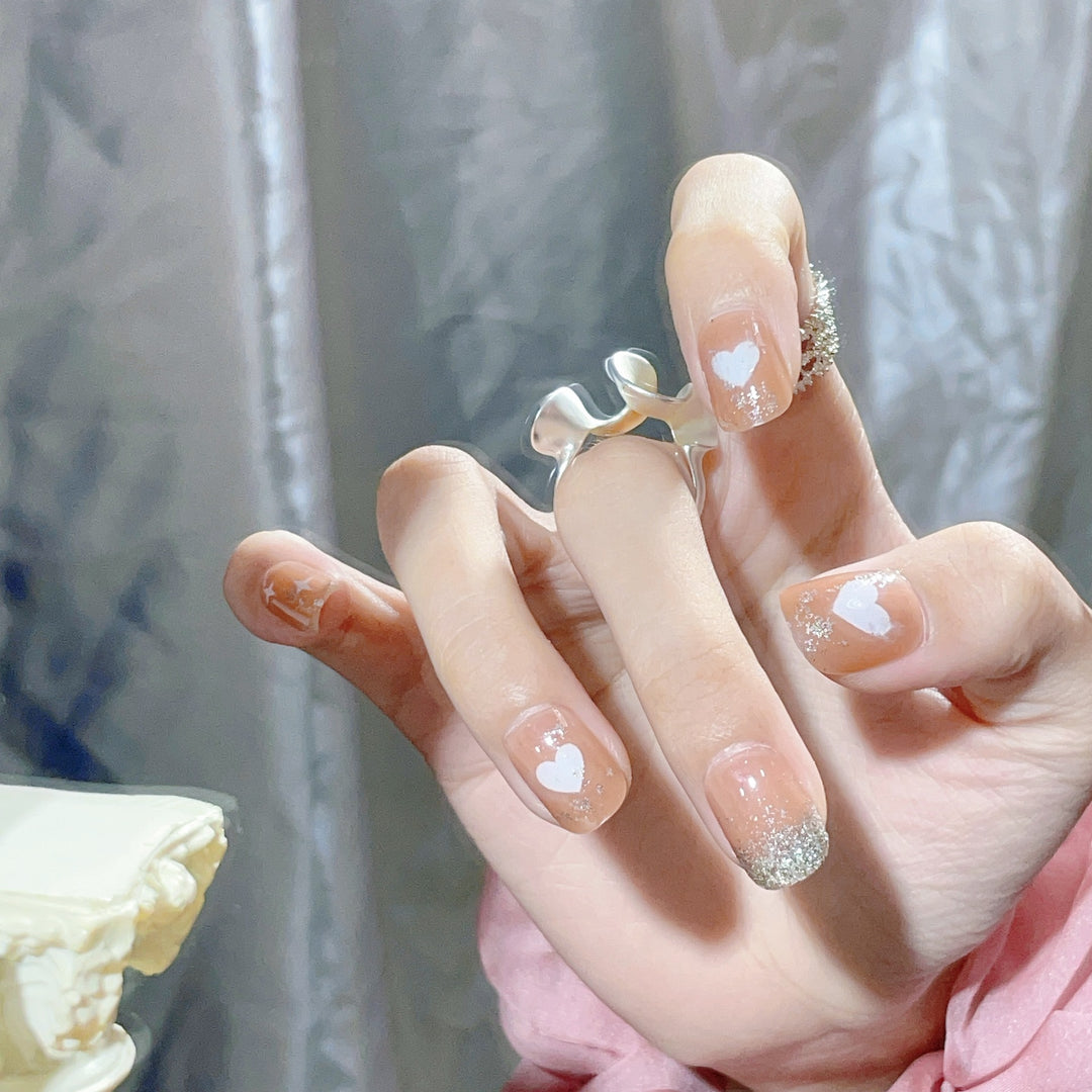 Heart and Star Pattern Press-On Nail Set