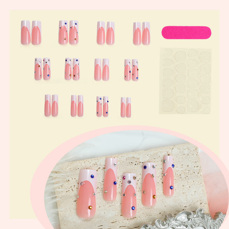 Elegant Decorative Press-On Nail Set with Gem Accents kalsten
