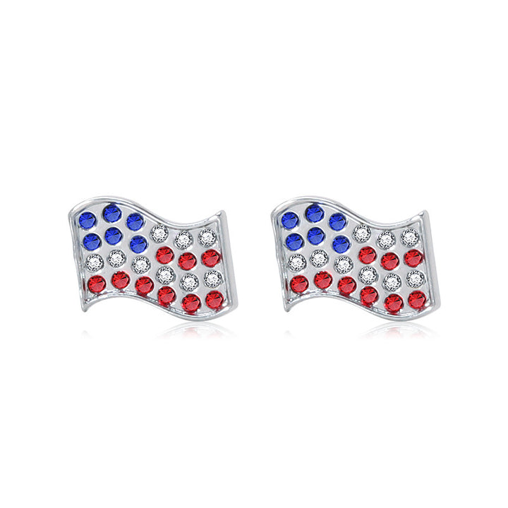 Women's lightweight star earrings with enamel flag design and fishhook Kalsten