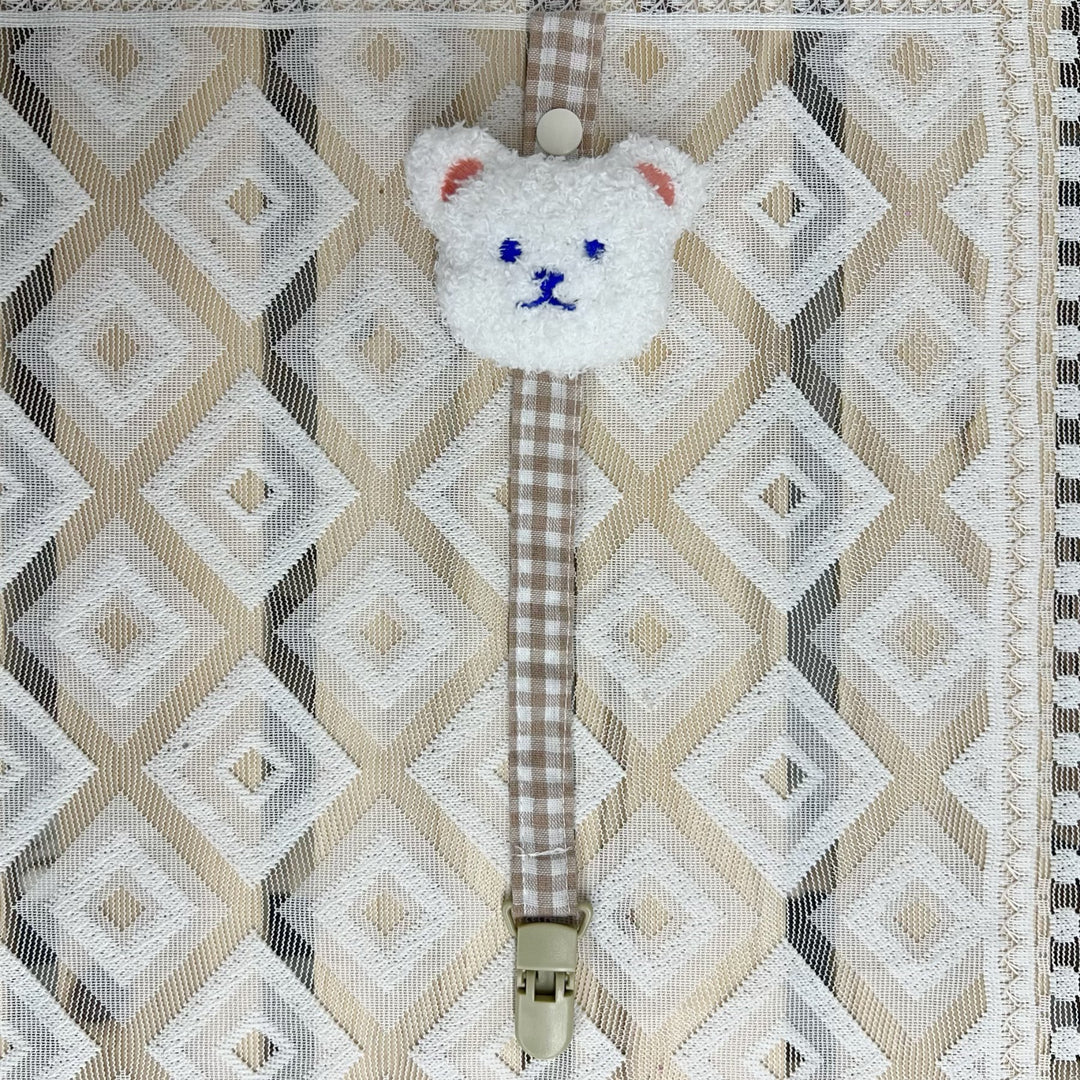 Floral Fabric Pacifier Clip with Gingham Cotton Strap
