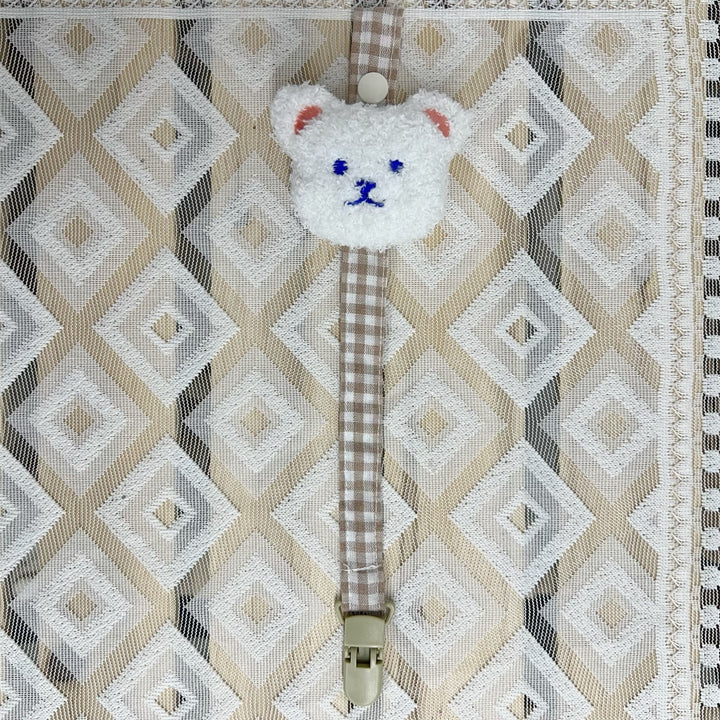 Floral Fabric Pacifier Clip with Gingham Cotton Strap