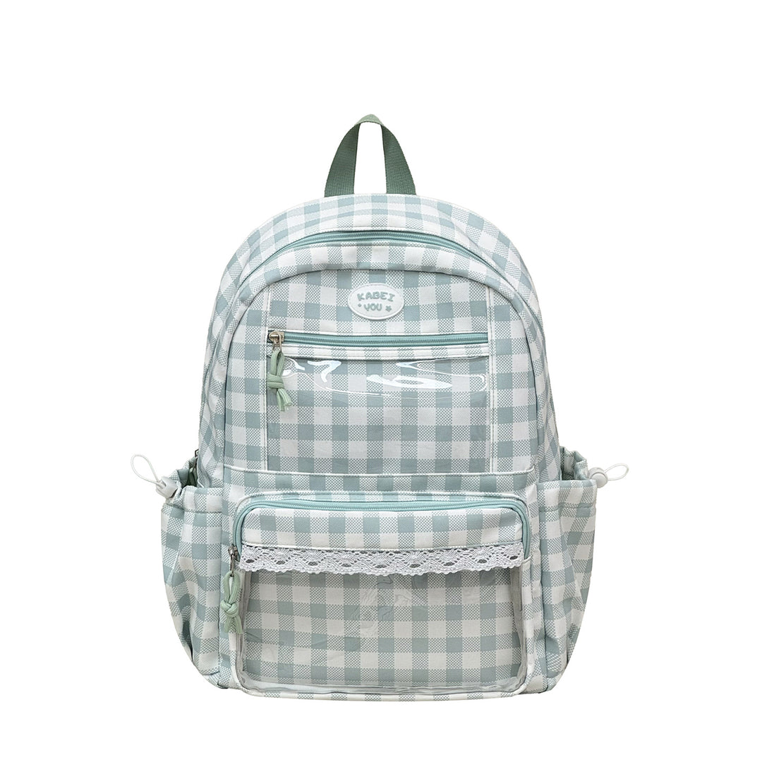 Transparent Front Pocket Checkered Backpack Kalsten
