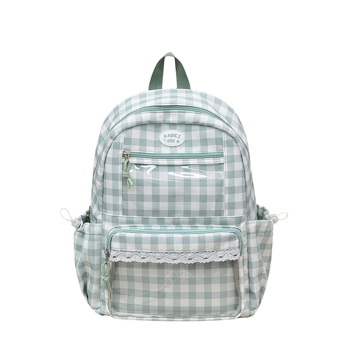Transparent Front Pocket Checkered Backpack Kalsten