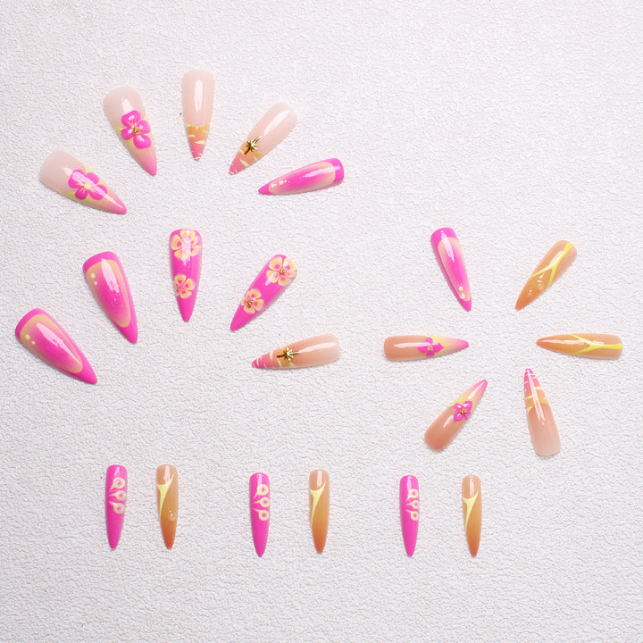 Artificial nail set with floral and abstract designs Kalsten