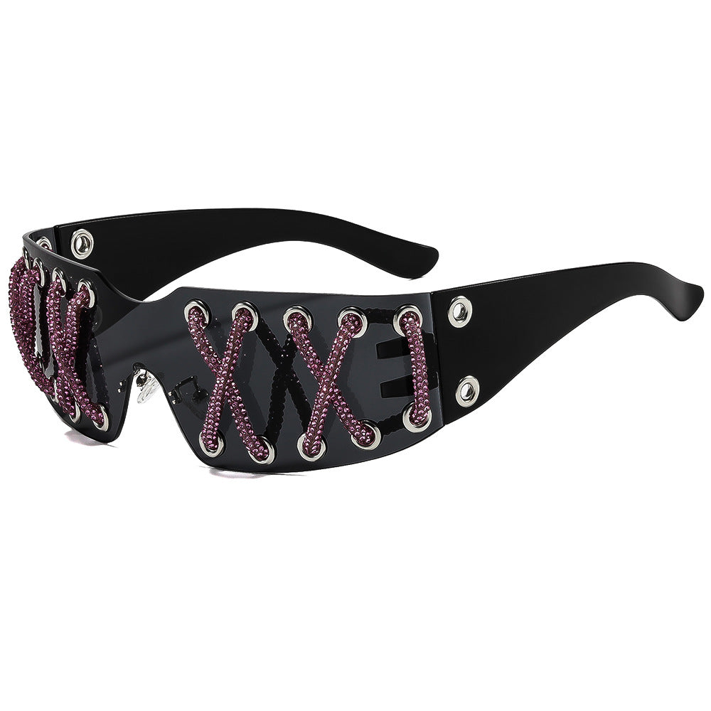 Women futuristic design sunglasses with unique decor Kalsten