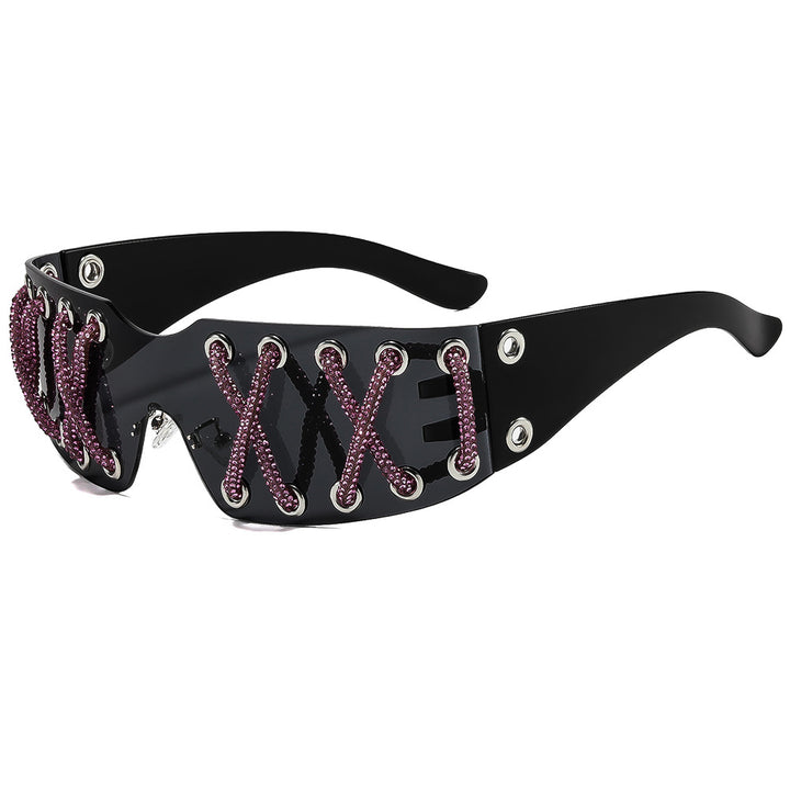Women futuristic design sunglasses with unique decor Kalsten