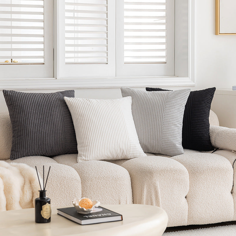 Textured Ribbed Square Decorative Throw Pillow with Removable Cover