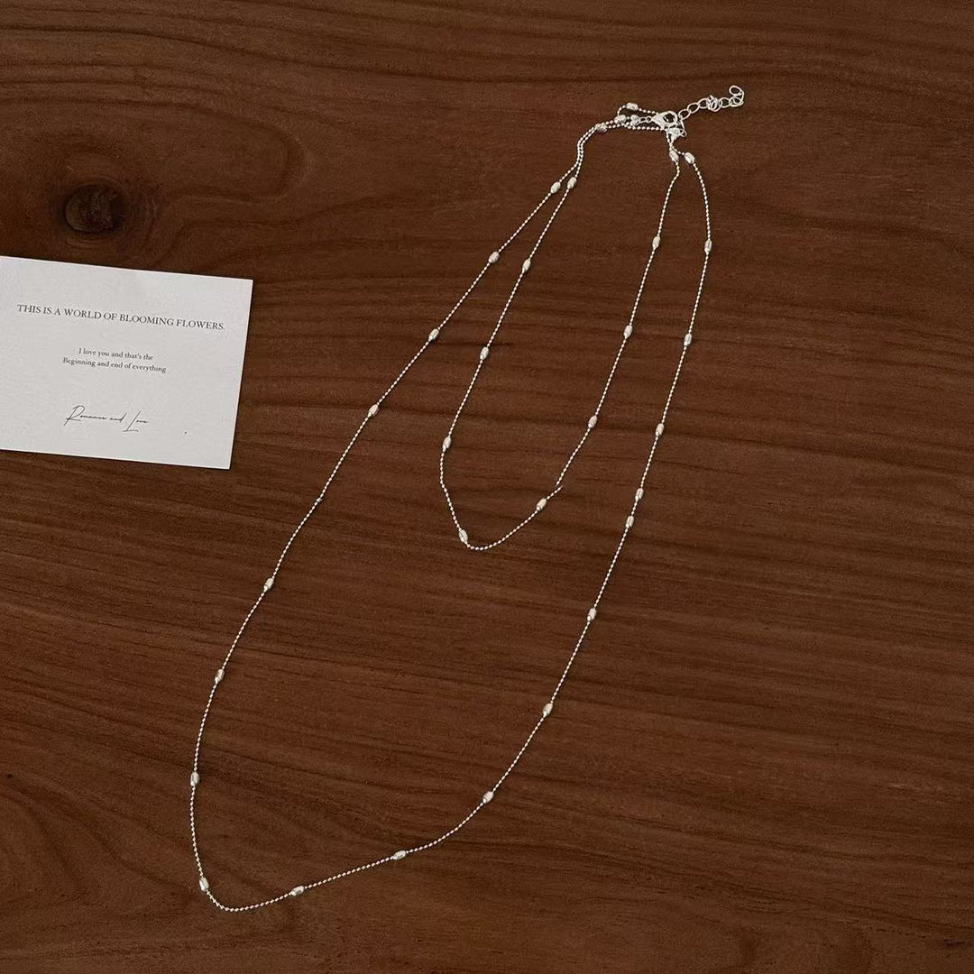 Delicate Silver Layered Chain Necklace Kalsten