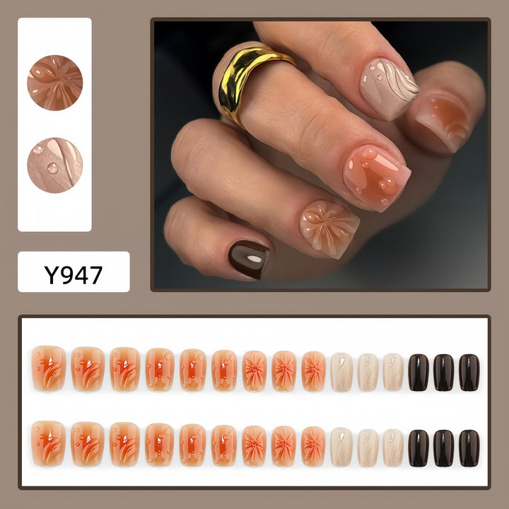 Artificial Nail Set with Beautiful 3D Flower Design Kalsten