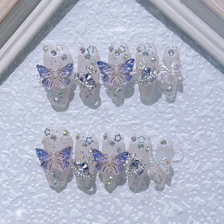 Butterfly Design Press-On Nail Art Set
