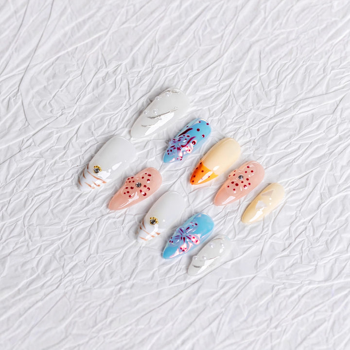 Artistic Floral Design Press-On Nail Set