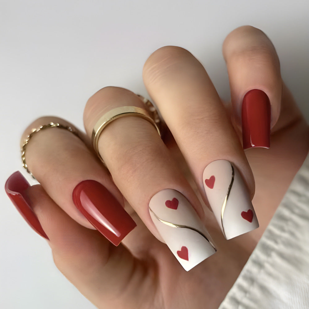 Romantic Heart-Embellished Nail Art Set Kalsten