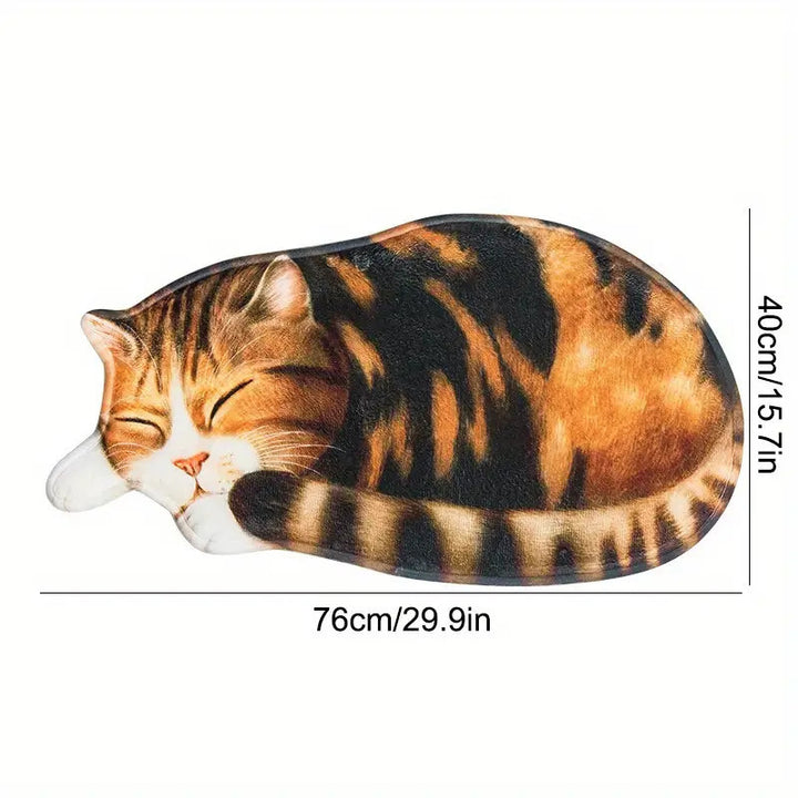 Cartoon Cat-Themed Plush Bath Mat