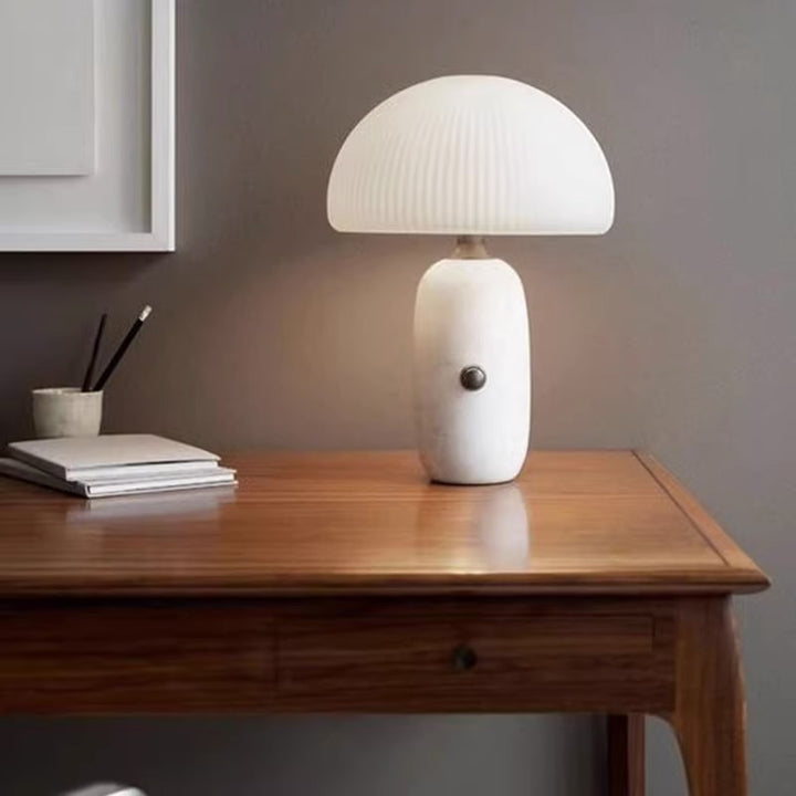 Modern Sculpted Table Lamp with Pleated Shade