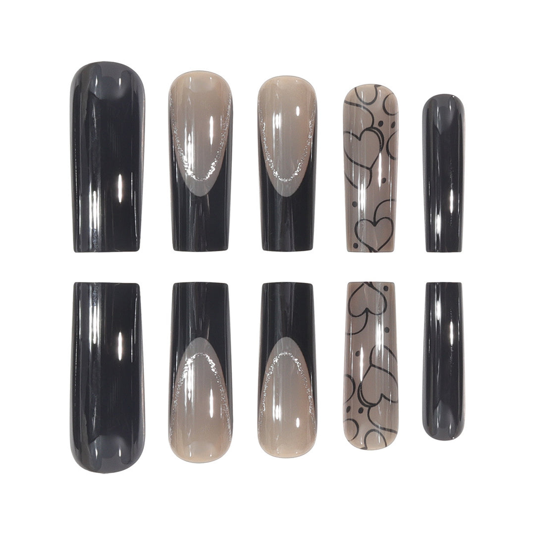 Artistic Heart-Patterned Stiletto Press-On Nails Kalsten