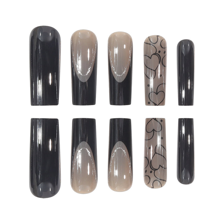 Artistic Heart-Patterned Stiletto Press-On Nails Kalsten
