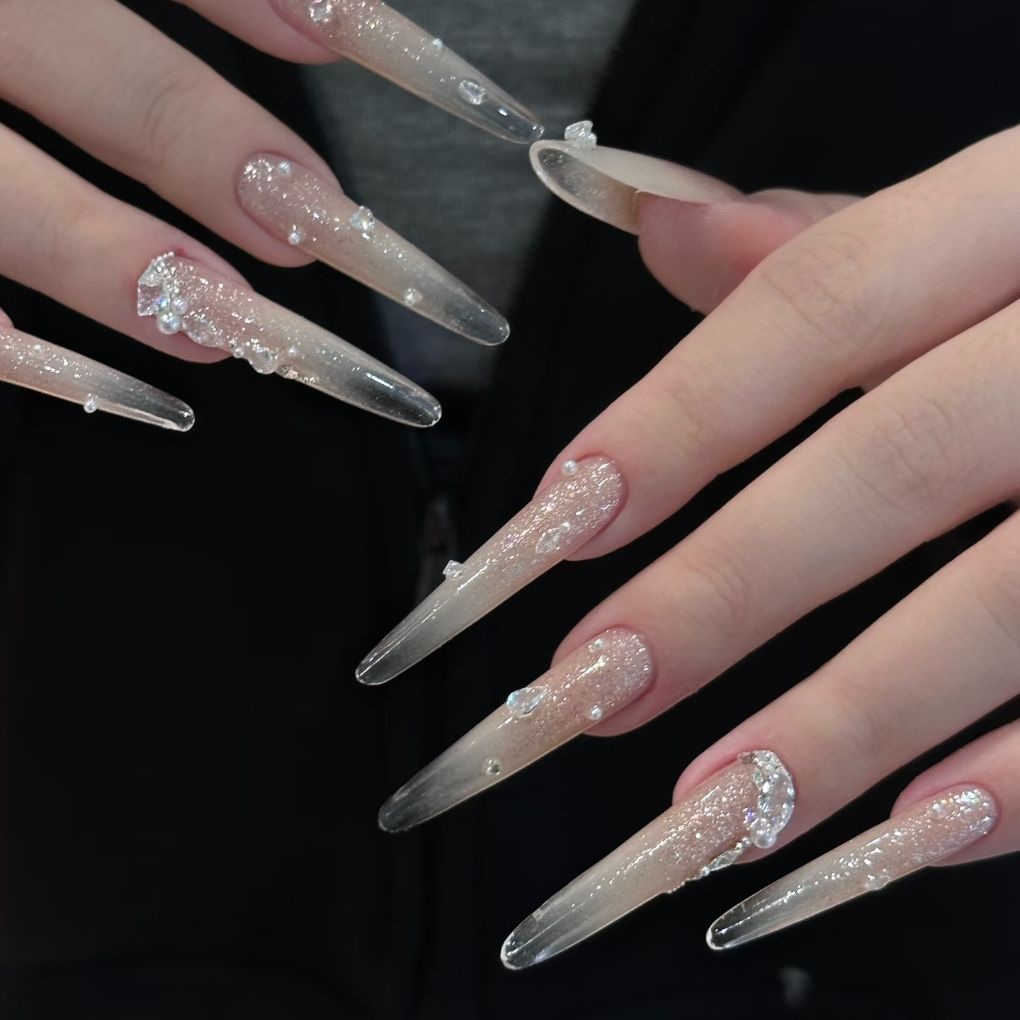 Decorative Glitter Stiletto Press-On Nails