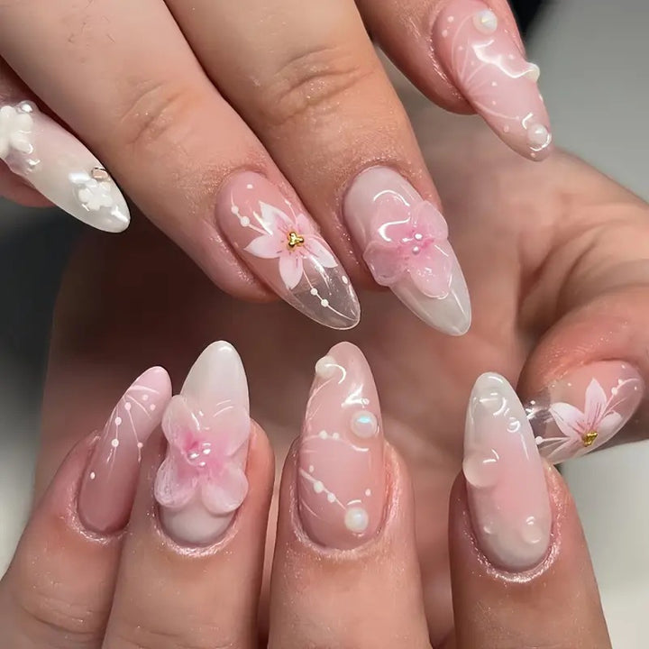 Elegant Floral Nail Enhancements Kalsten