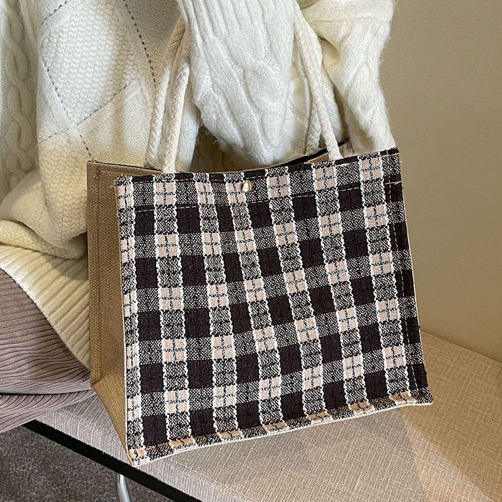 Checkered Fabric Tote Bag