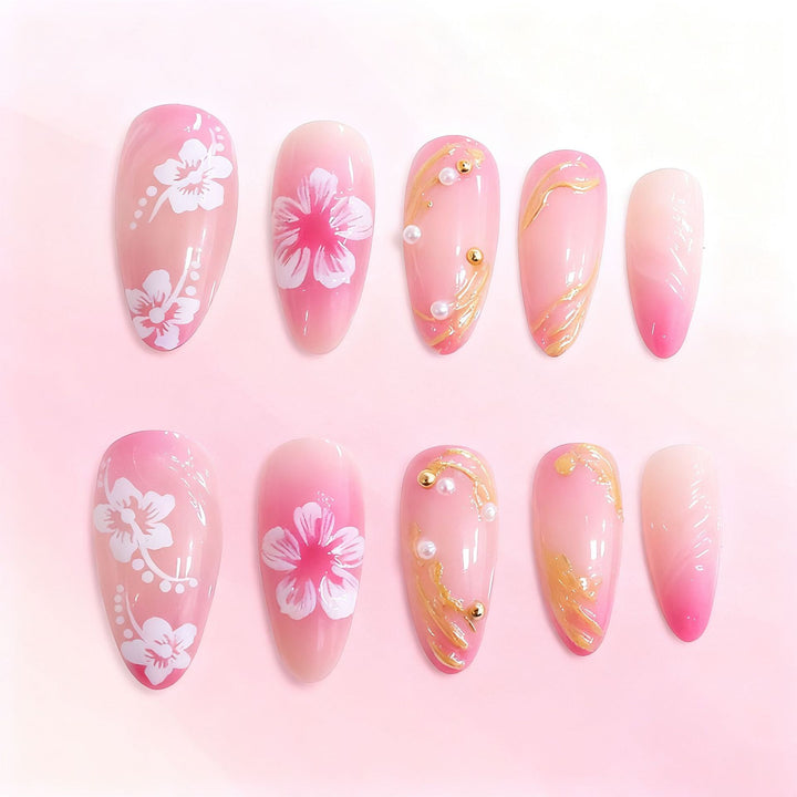 Floral Decorative Acrylic Nail Enhancements Kalsten