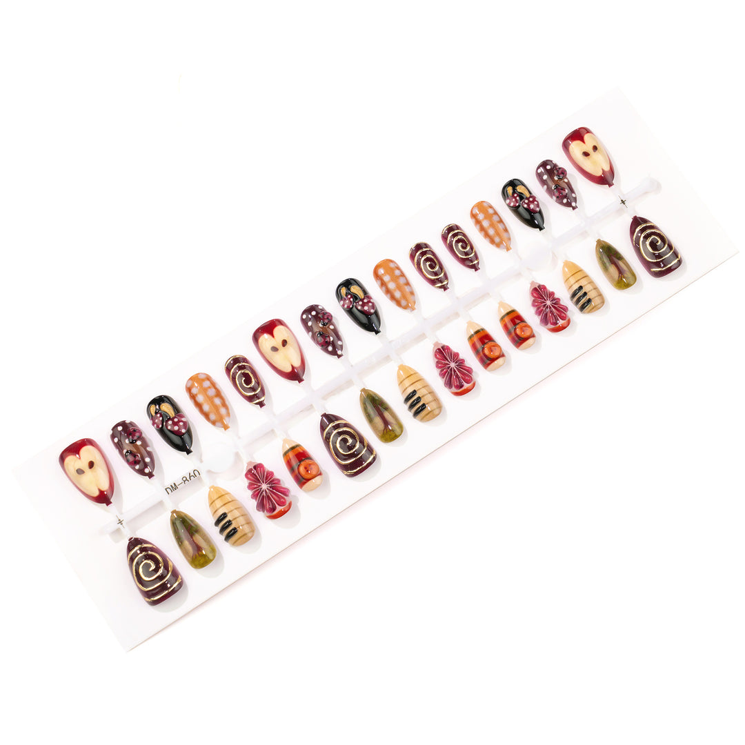 Artistic Hand-Painted Press-On Nail Design