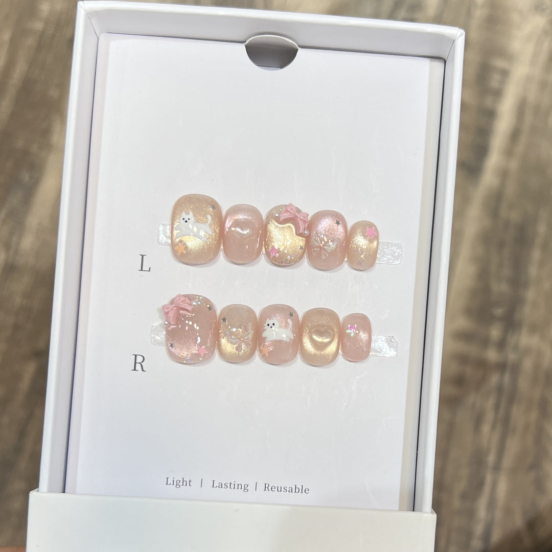 Whimsical Press-On Nail Art Set with Playful Character Designs Kalsten