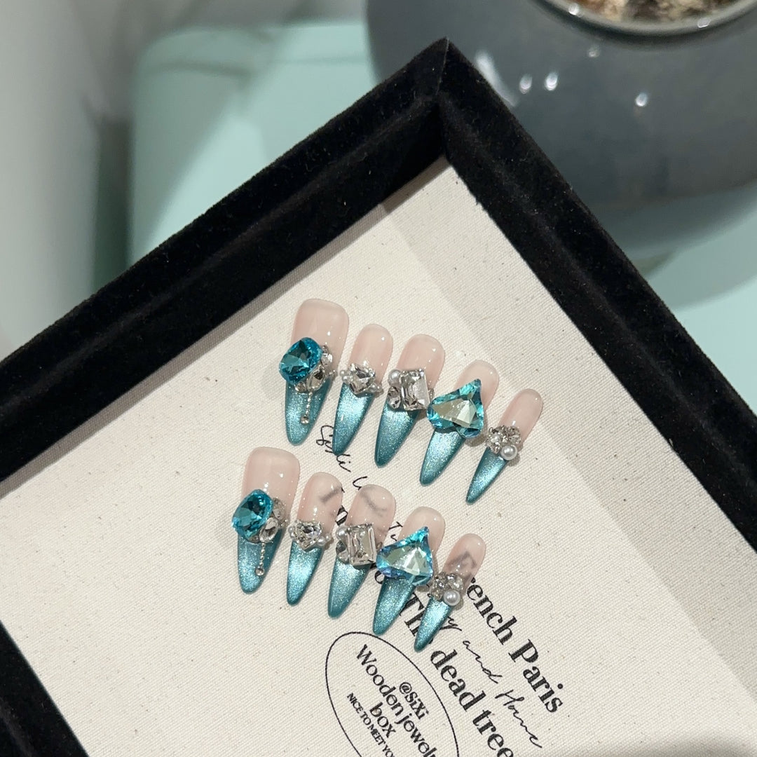 Glamorous Crystal-Embellished Press-On Nails