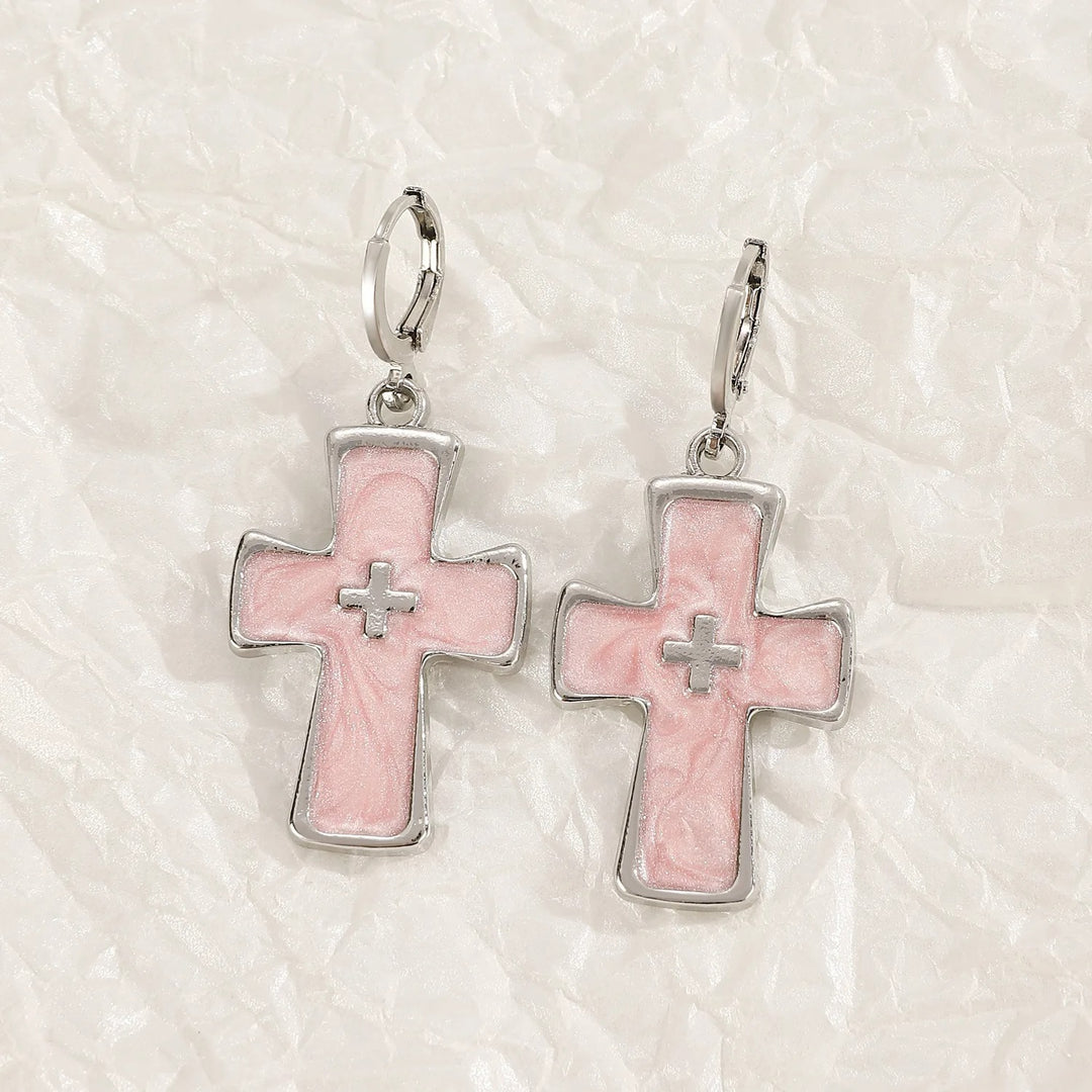 Heart-Inspired Cross Dangle Earrings Kalsten