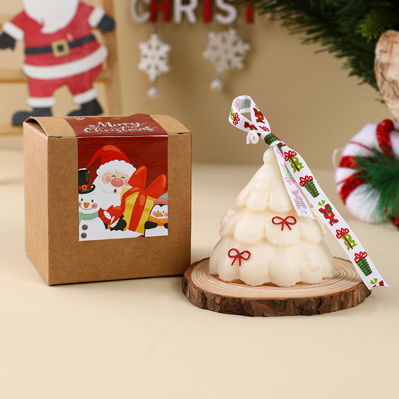 Hand-Poured Christmas Tree Shaped Holiday Scented Decorative Candle with Gift Box