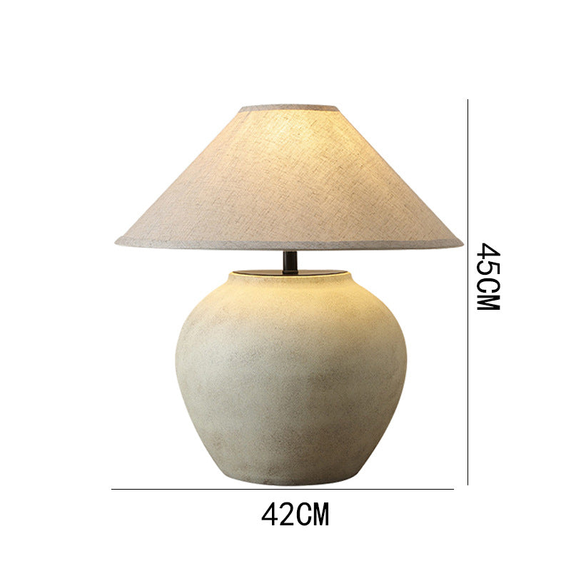 Elegant Ceramic Table Lamp with Natural Fabric Shade