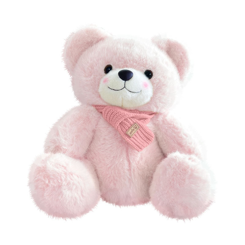 Plush Sitting Teddy Bear with Ultra-Soft Faux Fur and Knit Scarf Kalsten
