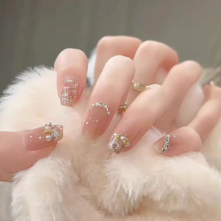 Artistic Almond-Shaped Press-On Nails with Floral Design Kalsten