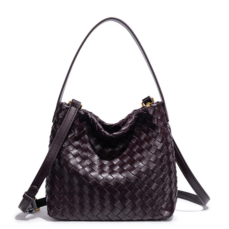 Elegant Woven Leather Shoulder Bag Kalsten