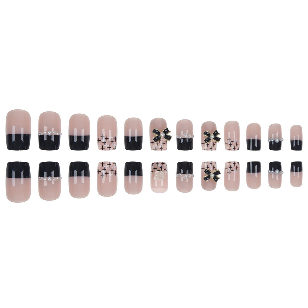 Decorative Press-On Nail Set with Elegant Bow Accents Kalsten