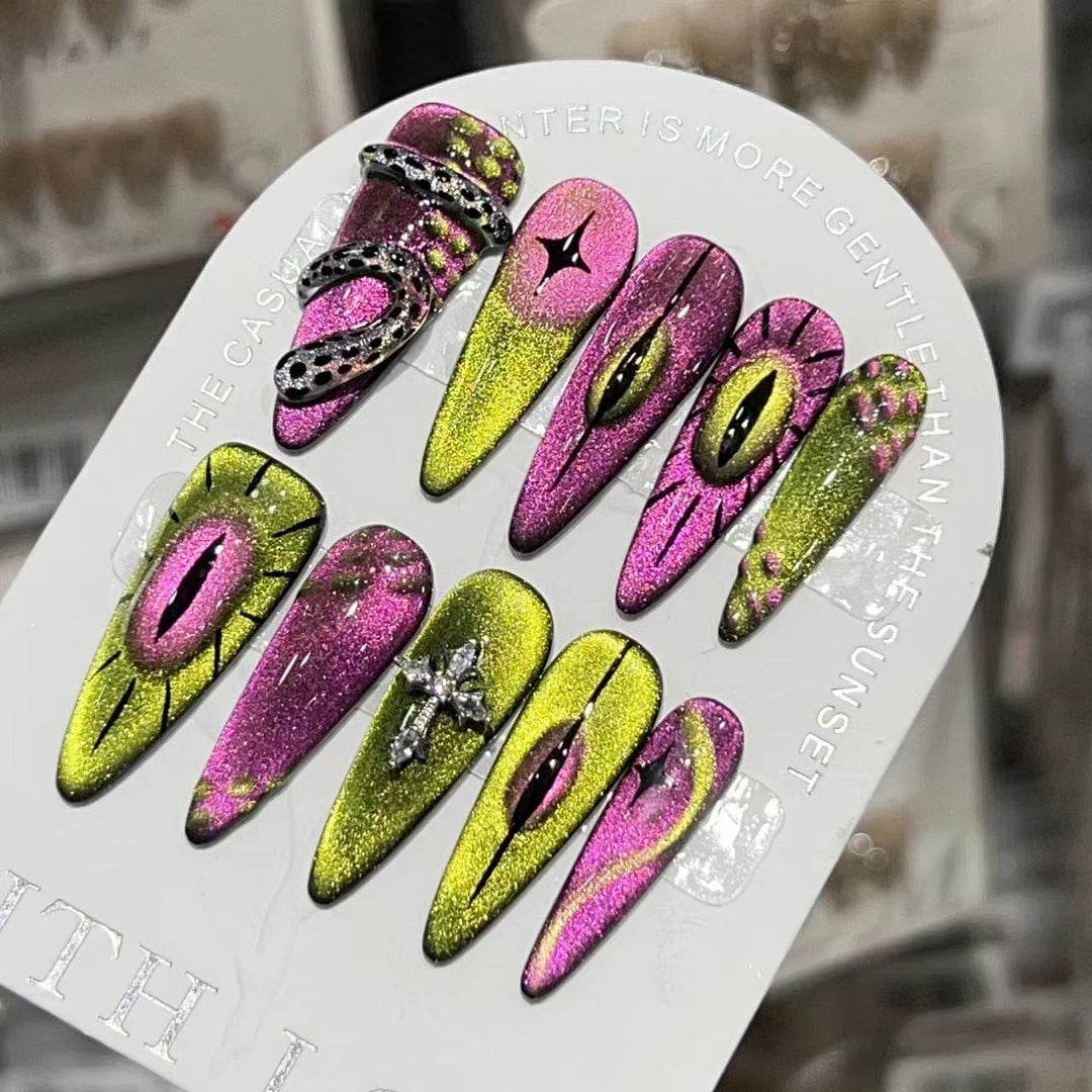 Artistic Stiletto Press-On Nail Set with Unique Graphic Design Kalsten