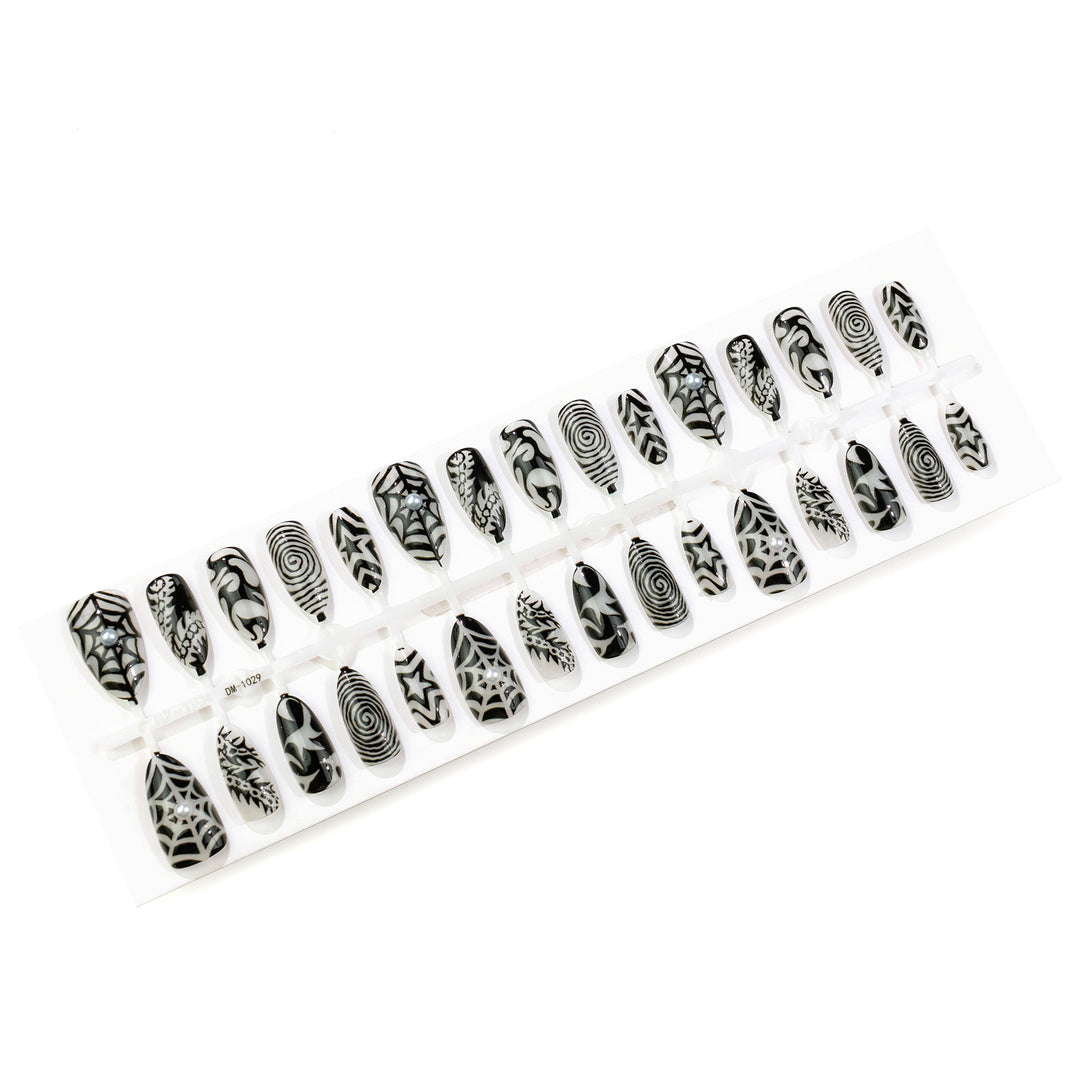 Artistic Press-On Nail Art Set with Abstract Designs Kalsten