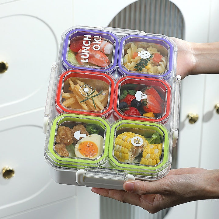 Multi-Section Food Storage Bento Box with Smart Locking Mechanism