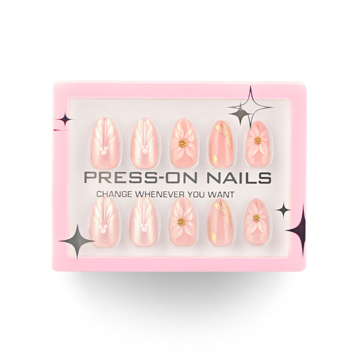 Artificial Press-On Nails with Elegant Flower Design Kalsten