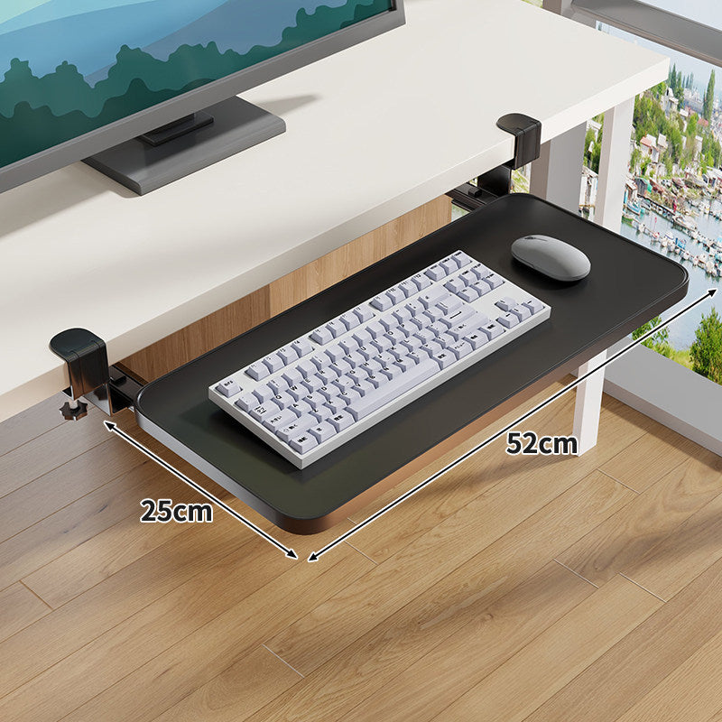 Clamp-Mounted Under-Desk Adjustable Bamboo Keyboard Tray