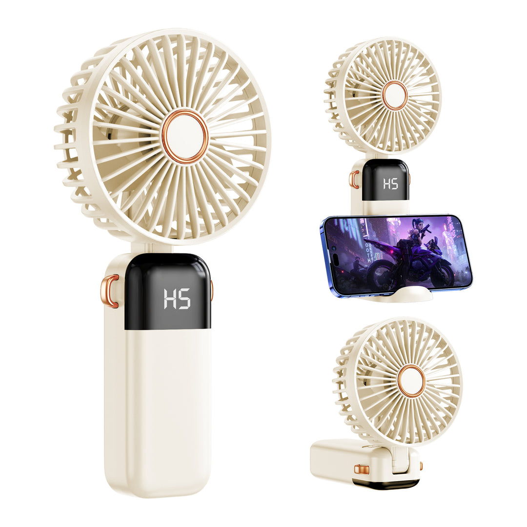 Unisex nan USB rechargeable handheld fan with LED battery indicator and quiet brushless motor Kalsten