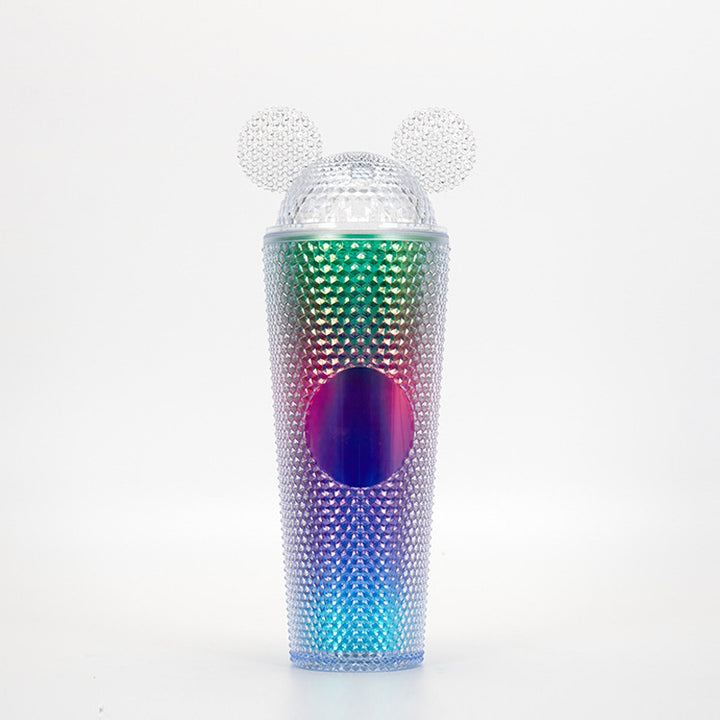 Studded Textured Reusable Tumbler With Decorative Ear-Top Screw Lid