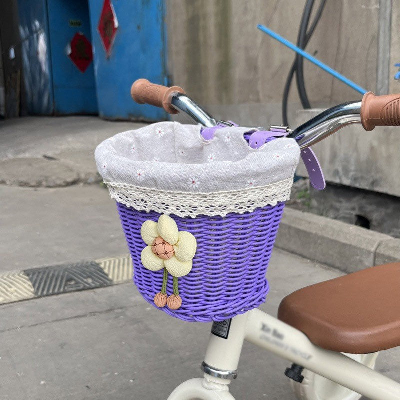 Floral-Embellished Bicycle Basket Kalsten