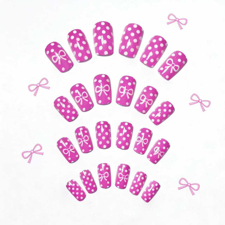 Stylish Polka Dot and Bow Nail Art Kalsten